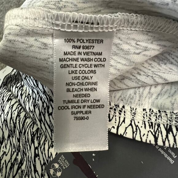 Worthington (L) Scribble Geometric Asymmetric Ruched Neck Long Sleeve Blouse - Picture 11 of 11